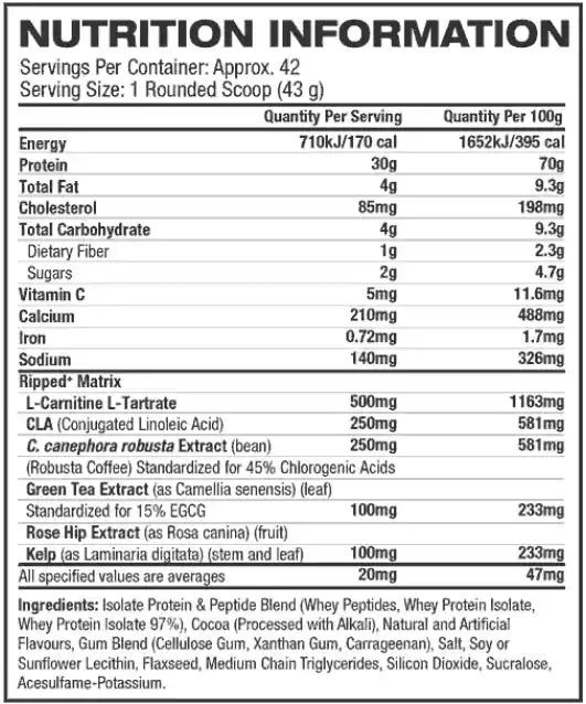 MUSCLETECH Proteina Ripped French Vanilla Swirl Nitro Tech