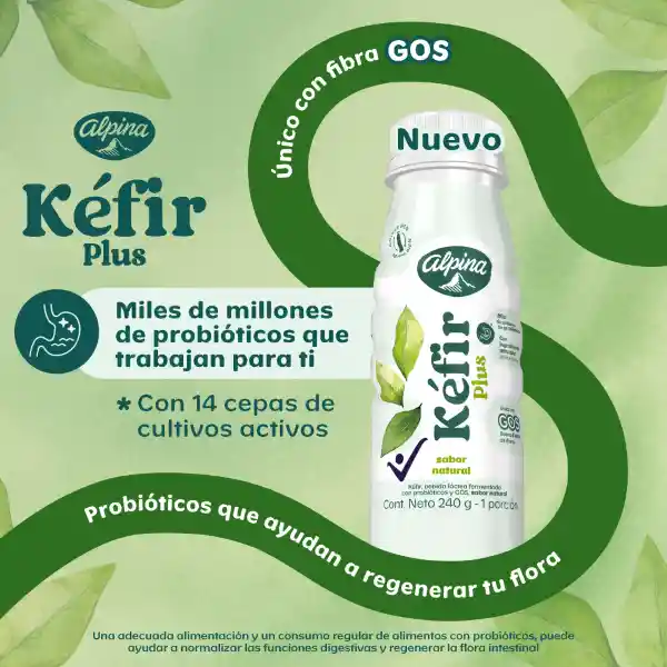 Kéfir Plus Alpina sabor natural 240g