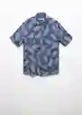 Camisa Pine-H Azul Talla M Hombre Mango