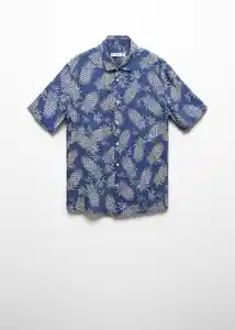 Camisa Pine-H Azul Talla M Hombre Mango
