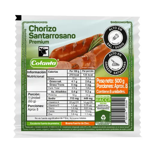 Colanta Chorizo Santarrosano