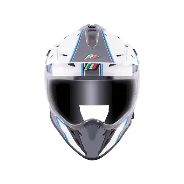 Forzza Casco Doble Propósito Gris Blanco Azul ZZ120 Talla M