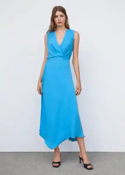 Vestido Manzana Turquesa Talla M Mujer Mango