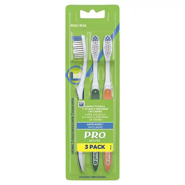 Cepillos de Dientes Pro Deluxe Anticaries 3 Unidades