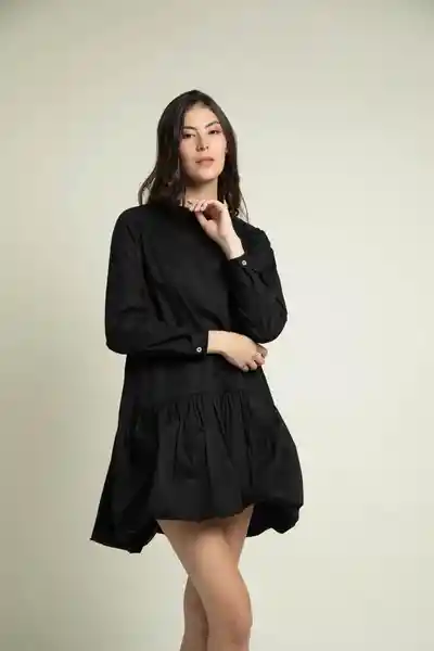 Vestido Corto Manga Larga Negro Talla S