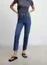 Pantalón Jean Mom 2000 Tejano Oscuro Talla 34 Mujer Mango