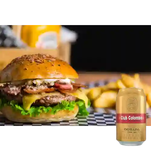 Combo Hamburguesa Casanova + Club Col. Dorada Lata 330ml