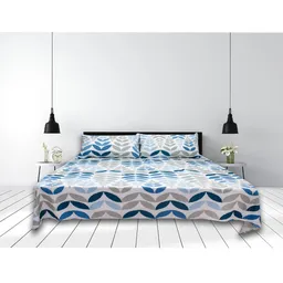 Sábana Cama Sencilla Estampado Hojas Azul