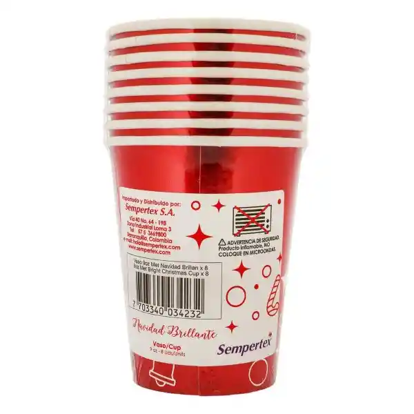 Vasos Carton Met Navidad Sempertex 7703340034232