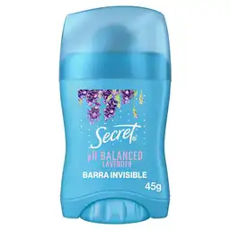 Desodorante Antitranspirante Mujer Secret Barra Invisible pH Balanced Lavanda 45 g