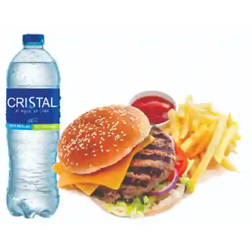 Combo Hamburguesa + Papas + Agua