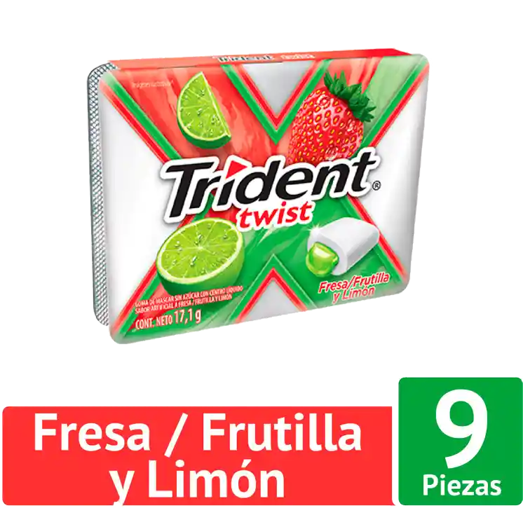 Trident Chicle Splash Sin Azúcar Fresa Limón