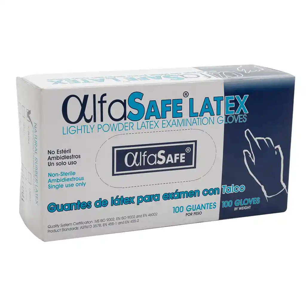 Alfa Safe Guantes de Látex para Exámen con Talco Talla XS