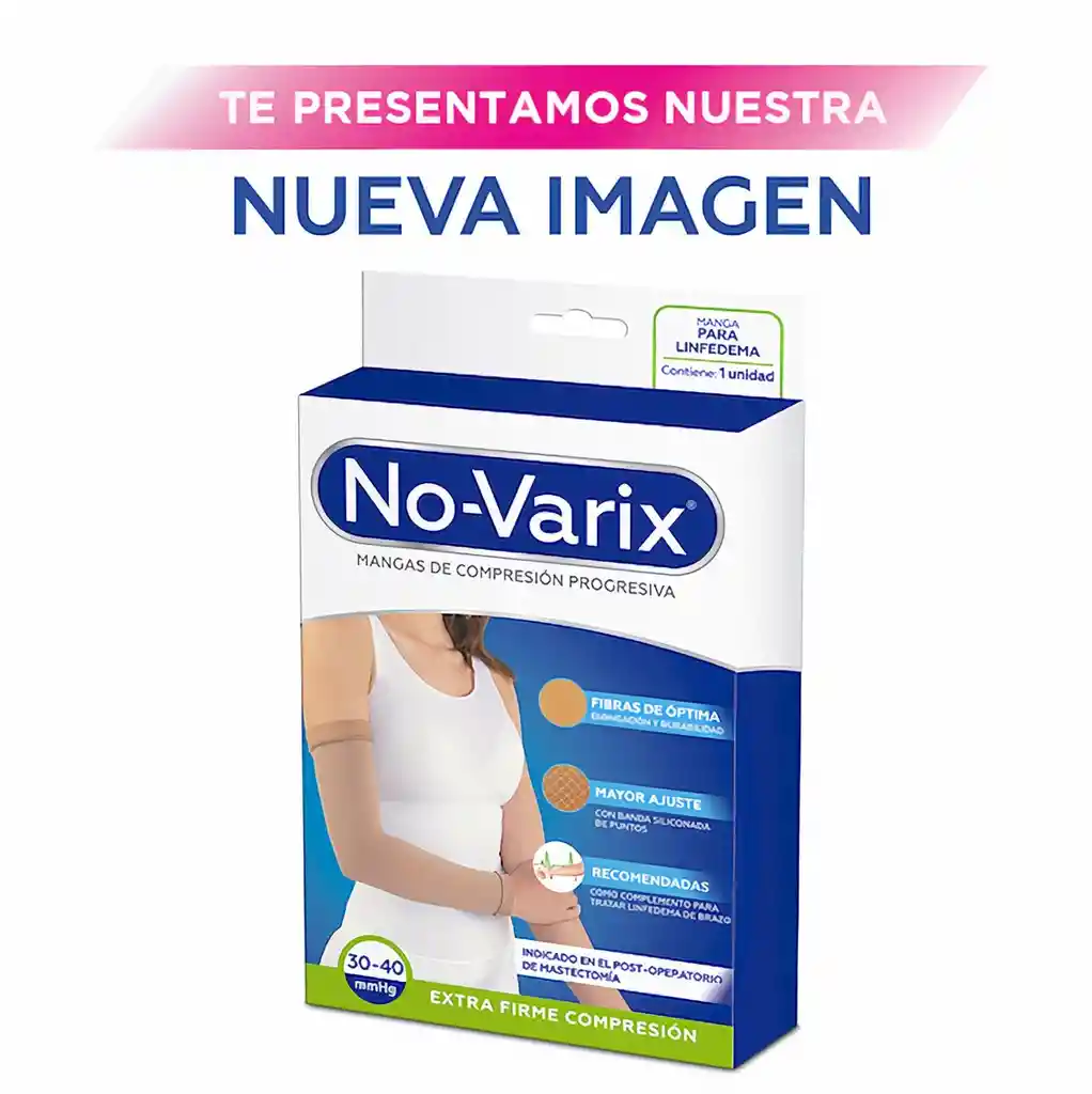 No-Varix Manga Linfedema Banda Sil Puntos 30-40 mm/hg Beige L