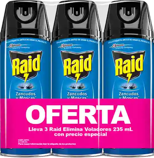 Raid Insecticida Zancudos Y Moscas x 3 Unidades