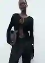 Cárdigan Bow Negro Talla XS Mujer Mango