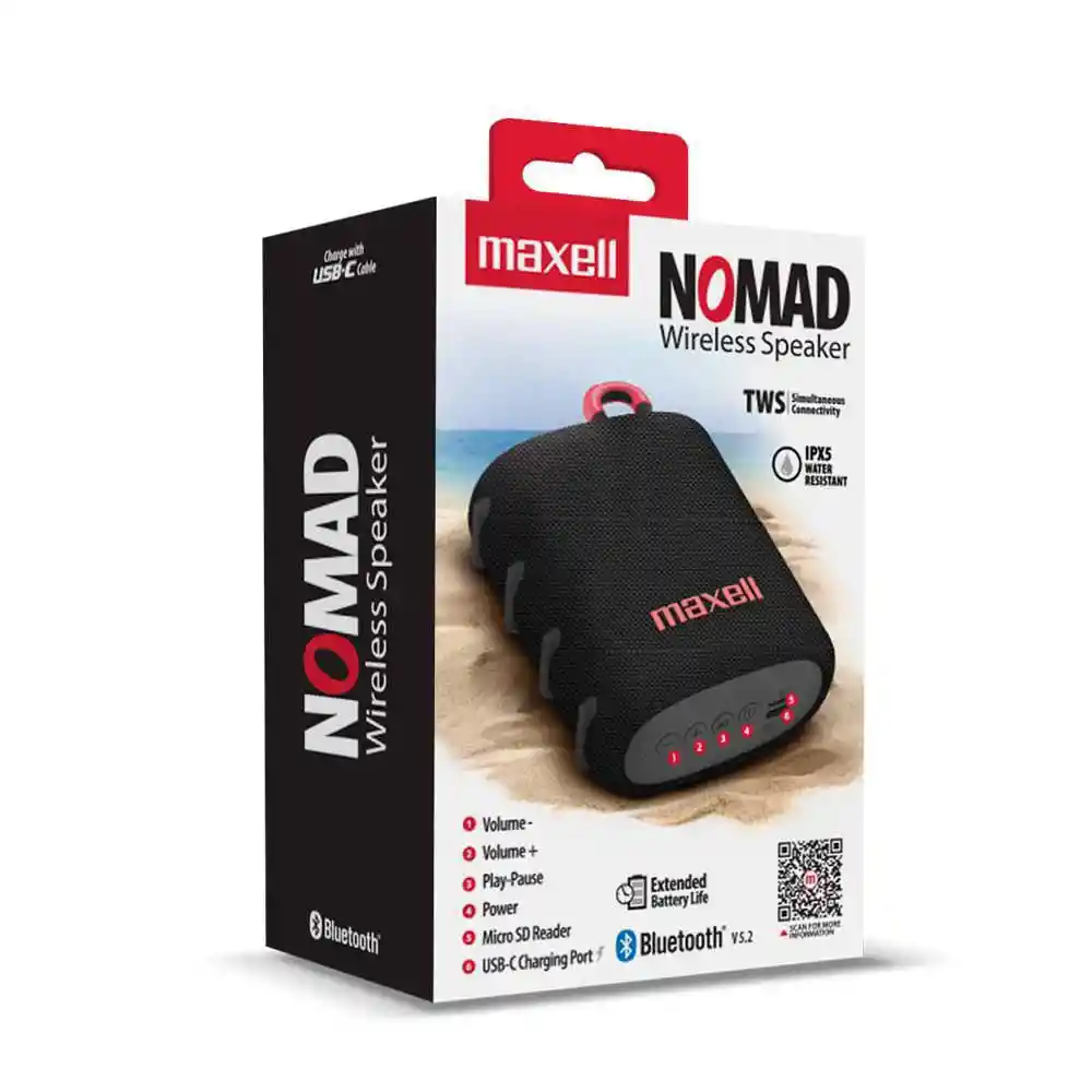 Bocina Maxell Nomad Bluetooth Negro