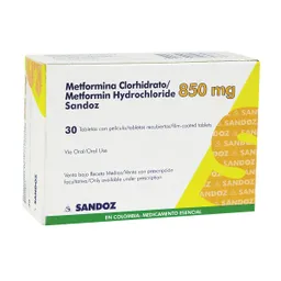 Metformina Sandozclorhidrato (850 Mg)