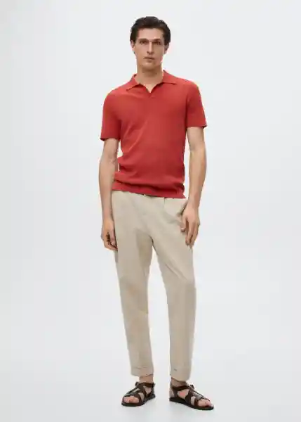 Polo Lino Rojo Talla S Hombre Mango