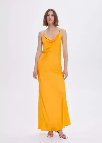 Vestido Griega Naranja Talla L Mujer Mango