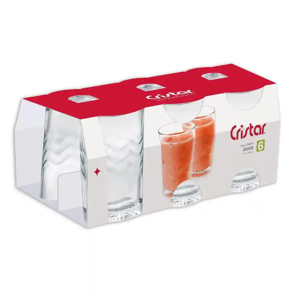 Set X 6 Vasos Ondas Jugos Cristar 0261Cl6