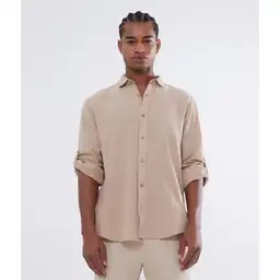 Camisa Manga Larga Textura Lino Hombre Seven Seven Talla S