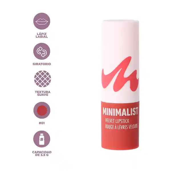 Lápiz Labial Velvet Serie Minimalist Serie 01 Miniso