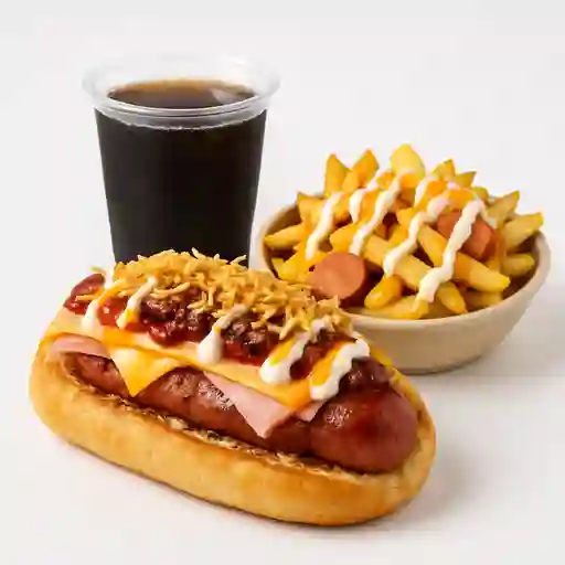 Combina2 Choriperro Papas y Salchipapa y Bebida.