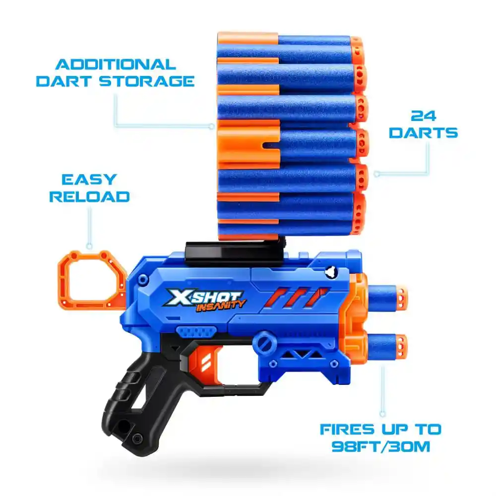 Lanzador de Dardos Xshot Insanity Micro Mas 24 Dardos