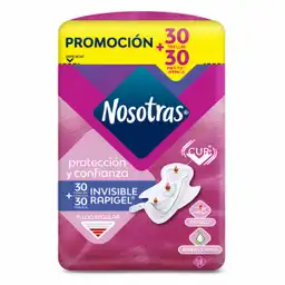 Nosotras Toalla Higiénica Invisible Rapigel + Pañitos Íntimos