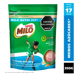 Bebida achocolatada con malta MILO NUTRIFIT menos azucares*x 350g
