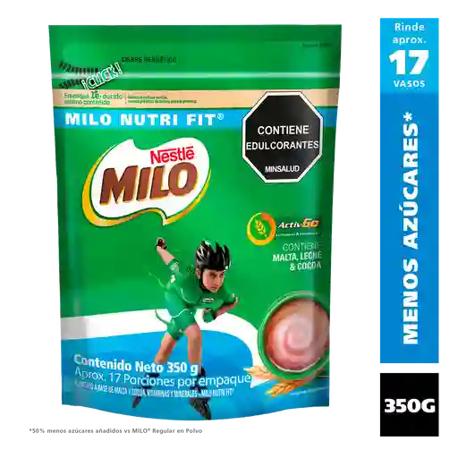 Bebida achocolatada con malta MILO NUTRIFIT menos azucares*x 350g