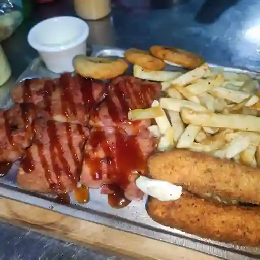 Costilla bbq/buffalo/miel mostaza