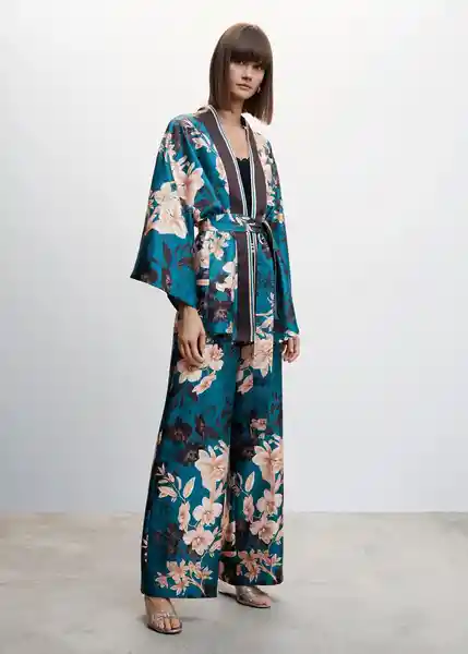 Caftan Lili-A Azul Talla S Mujer Mango