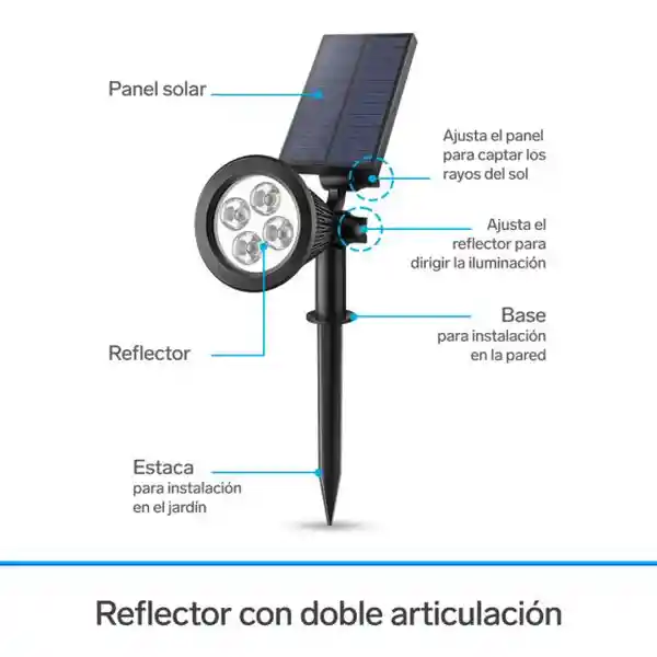 Steren Reflector Led Decorativo Con Panel Solar Recargable