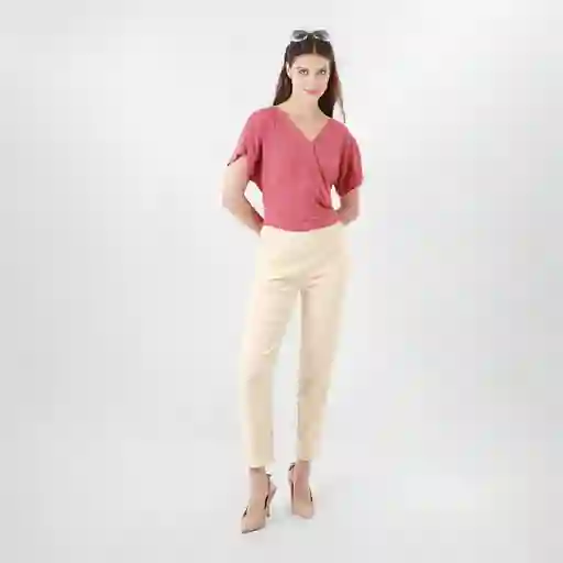 Pantalón Tiro Medio Bota Recta Beige Talla 10 - 712842