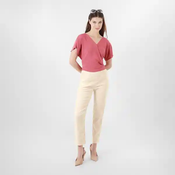 Pantalón Tiro Medio Bota Recta Beige Talla 10 - 712842