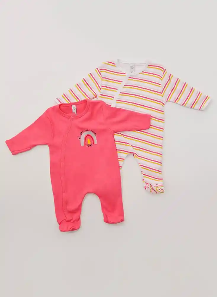 Pijama Para Niña Bebé X2 9/12meses-fucsia