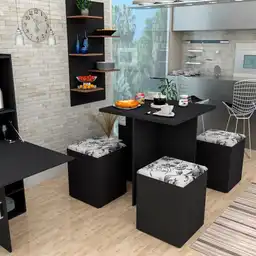 Comedor Cuatro Puestos Color Negro Finlandek Con120190dm