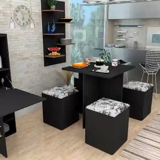 Comedor Cuatro Puestos Color Negro Finlandek Con120190dm
