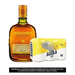 Combo Whisky Buchanan's Master Blender + Cerveza Aguila 0.0 6 Und