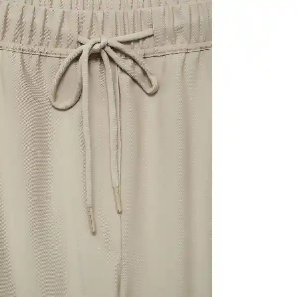 Pantalón Fluido Beige Talla Xl Mujer Mango