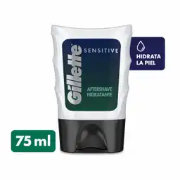 GILLETTE Sensitive Loción Aftershave para Piel Sensible de 75mL Loción Pos Afeitado para la Barba Hidrata y Protege la Piel Reduce la Irritación