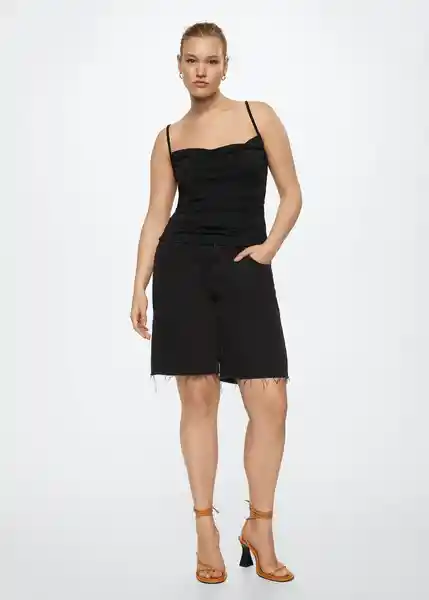 Top Cheki Negro Talla M Mujer Mango