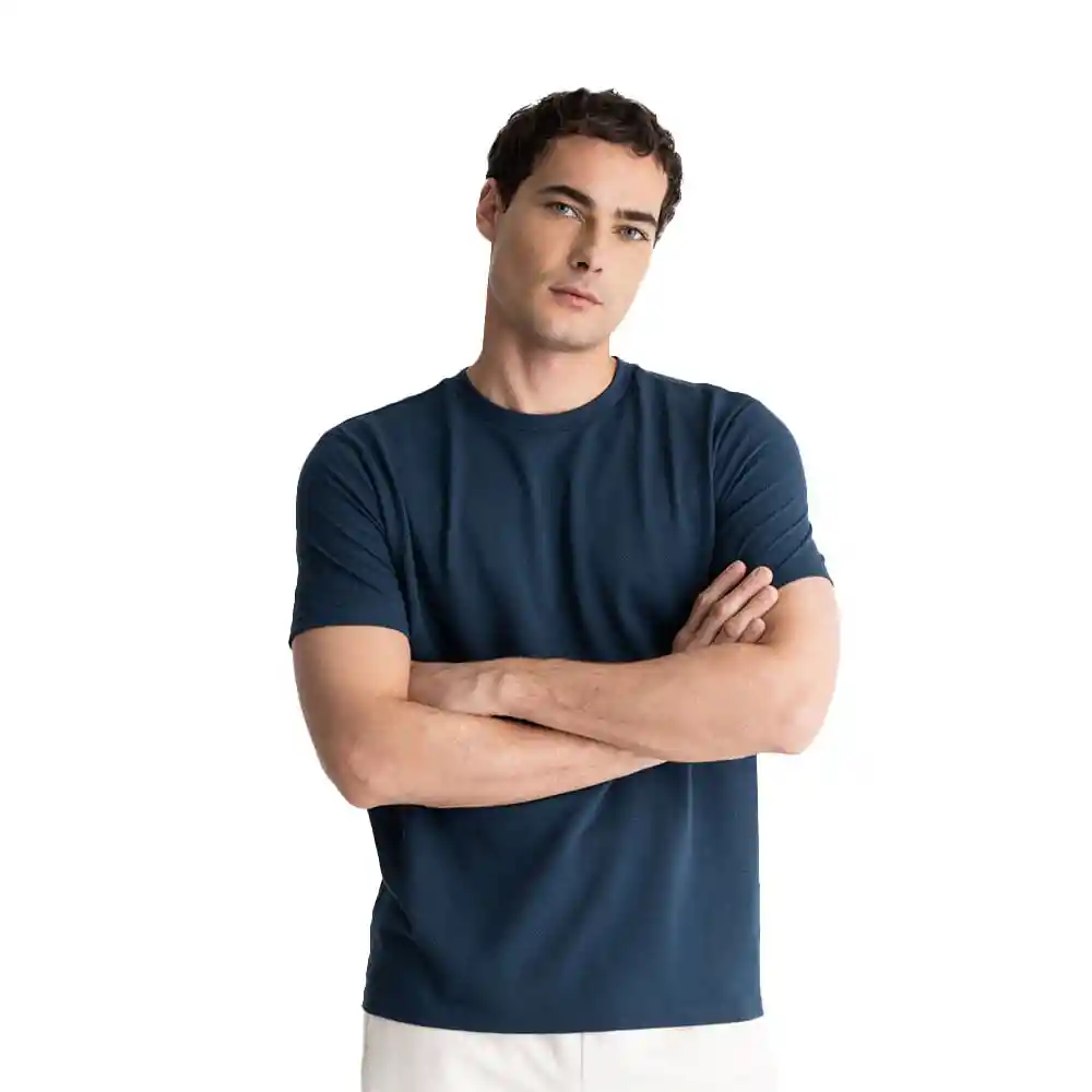 Camiseta Manga Corta en Algodón Masculino Eiva Punto Blanco Talla M