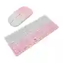 Combo Teclado + Mouse Recargable 2.4 Bluetooth Blanco/rosa