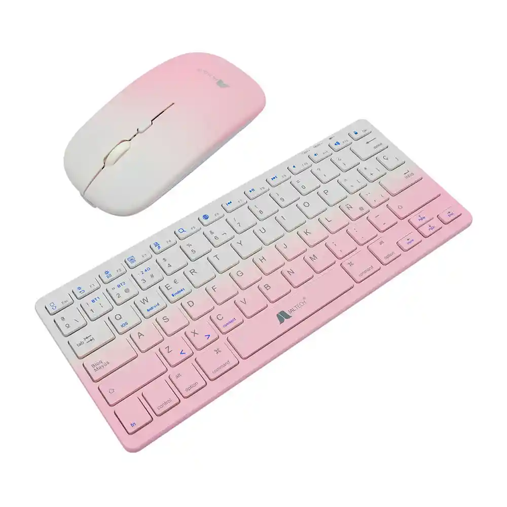 Combo Teclado + Mouse Recargable 2.4 Bluetooth Blanco/rosa