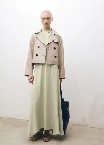Abrigo Trench Stone Hielo Talla M Mujer Mango