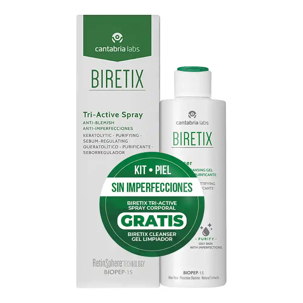 Biretix Spray Tri Active + Cleanser Gel Limpiador