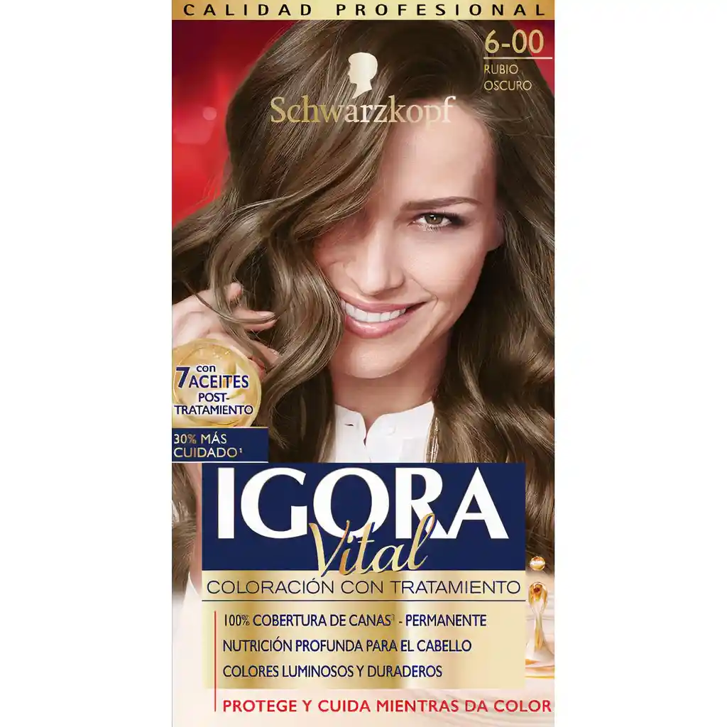 Igora Tinte Permanente para Cabello Tono 6-00 Rubio Oscuro